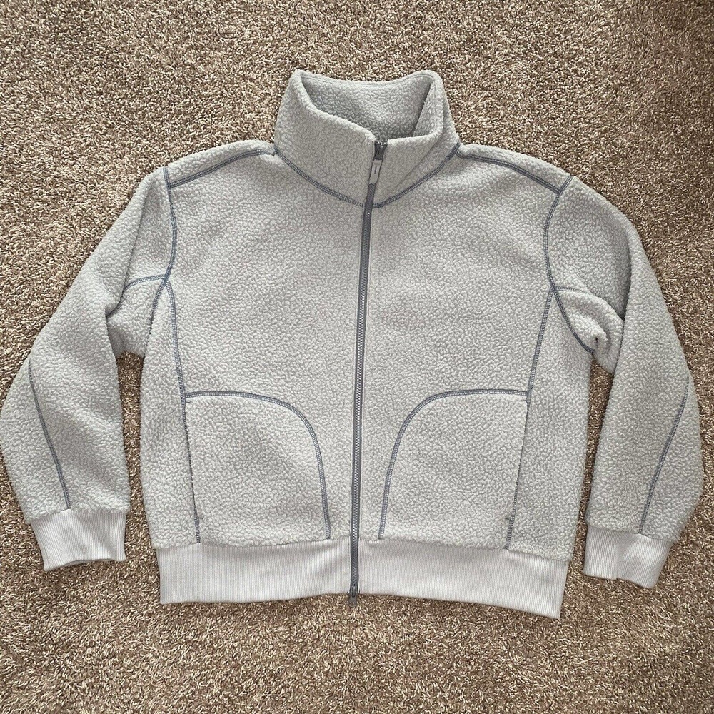 Everlane Womens The ReNew Teddy Bomber Jacket XL Color Smoke